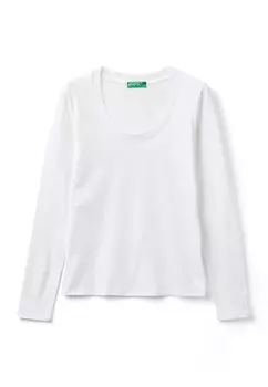 Топ с длинными рукавами PURE United Colors of Benetton, белый