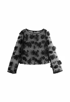 Топ с длинными рукавами REGULAR FIT D FLORAL Next, черный