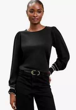 Топ с длинными рукавами REGULAR FIT-ZIG ZAG TRIM DETAIL Lipsy, черный