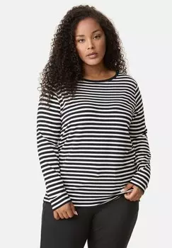 Топ с длинными рукавами RUNDHALS GERINGELTES ZIERSTEINEN Samoon, черный