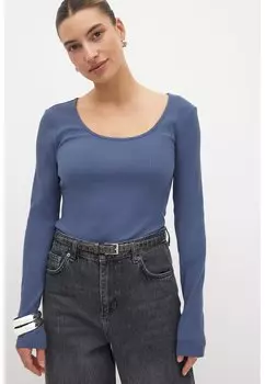 Топ с длинными рукавами SCOOP NECK NA-KD, синий