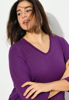 Топ с длинными рукавами SEAM 3/4 SLEEVE TEE Ulla Popken, фиолетовый
