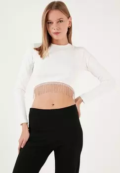 Топ с длинными рукавами SLIM FIT LELA, белый