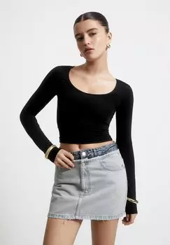 Топ с длинными рукавами SLIM FIT PULL&BEAR, цвет black