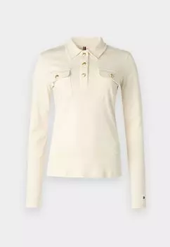 Топ с длинными рукавами SLIM Tommy Hilfiger, молочный