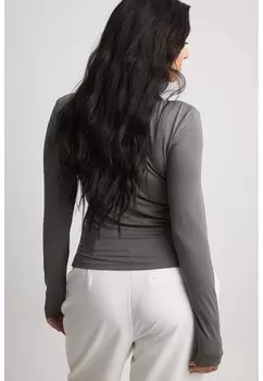 Топ с длинными рукавами SOFT LINE DRAPED NA-KD, серый