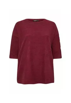 Топ с длинными рукавами SOFT TOUCH BUTTON Yours Clothing, темно-красный