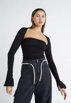 Топ с длинными рукавами SOFT TOUCH SQUARE NECK Gina Tricot, цвет black