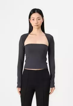 Топ с длинными рукавами SOFT TOUCH SQUARE Gina Tricot, темно-серый
