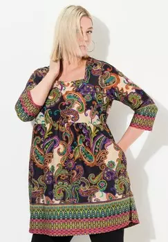 Топ с длинными рукавами SQUARE NECK Ulla Popken, черный