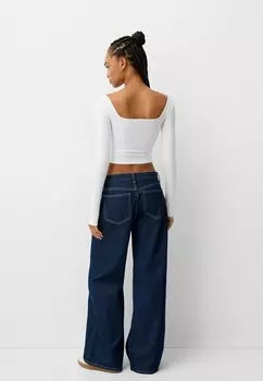 Топ с длинными рукавами SQUARE NECKLINE 2PACK Bershka, белый