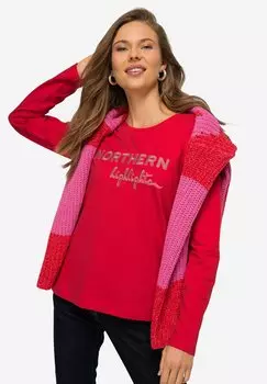 Топ с длинными рукавами STATEMENT STICKEREI RUNDHALS LAURASN, красный