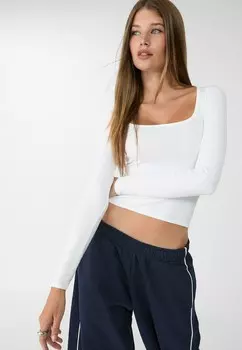 Топ с длинными рукавами Stradivarius, белый