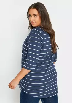 Топ с длинными рукавами STRIPE NOTCH NECK Yours Clothing, темно-синий