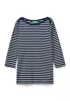 Топ с длинными рукавами STRIPED 3/4 SLEEVE United Colors of Benetton, темно-синий