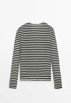 Топ с длинными рукавами STRIPED Massimo Dutti, черный
