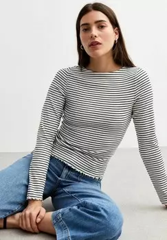 Топ с длинными рукавами STRIPED New Look, молочный