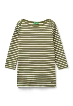 Топ с длинными рукавами STRIPED United Colors of Benetton, светло-зеленый