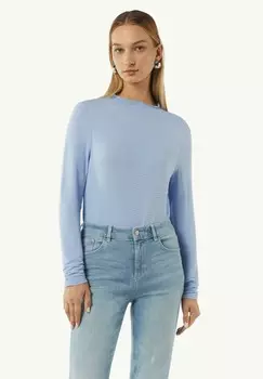 Топ с длинными рукавами STRUKTURIERTES comma casual identity, светло-голубой