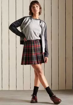 Топ с длинными рукавами Superdry VINTAGE BASEBALL 3/4 SLEEVED, спортивный серый меланж/черный