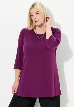 Топ с длинными рукавами SWING ROUND NECK Ulla Popken, темно-фиолетовый