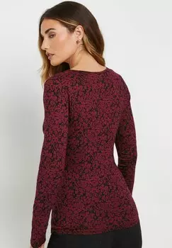 Топ с длинными рукавами TALL FLORAL Long Tall Sally, темно-красный