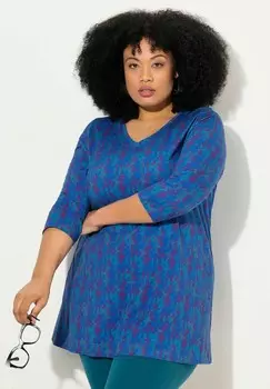 Топ с длинными рукавами TIE DYE-INSPIRED Ulla Popken, темно-синий