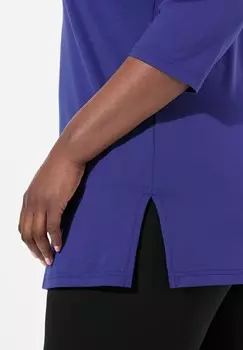 Топ с длинными рукавами TIEFER RUNDHALSAUSSCHNITT Ulla Popken, сиреневый