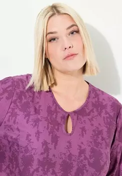 Топ с длинными рукавами TONAL BORDER POP STRETCH Ulla Popken, темно-фиолетовый