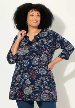 Топ с длинными рукавами Ulla Popken, темно-синий