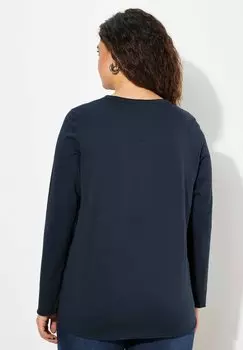 Топ с длинными рукавами Ulla Popken, темно-синий