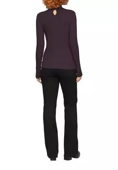 Топ с длинными рукавами UND STEHKRAGEN QS, темно-фиолетовый