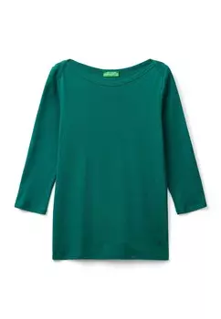 Топ с длинными рукавами United Colors of Benetton, зеленый