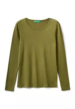Топ с длинными рукавами United Colors of Benetton, зеленый