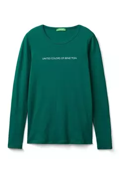 Топ с длинными рукавами United Colors of Benetton, зеленый