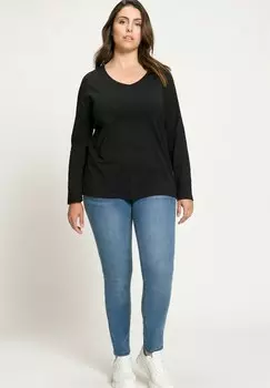 Топ с длинными рукавами V-AUSSCHNITT Ulla Popken, черный