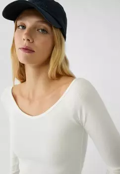 Топ с длинными рукавами V-NECK Stradivarius, бежевый