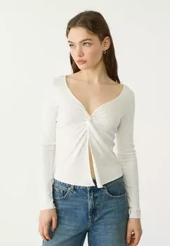 Топ с длинными рукавами VENT Stradivarius, белый