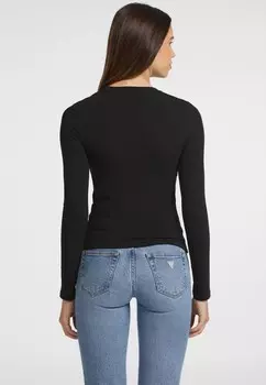 Топ с длинными рукавами VESTIBILIT SLIM A MANICA LUNGA RICAMATA Guess Jeans, черный