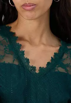 Топ с длинными рукавами VIFUKSI V-NECK VILA, темно-зеленый