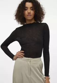 Топ с длинными рукавами VMINES O-NECK Vero Moda, черный