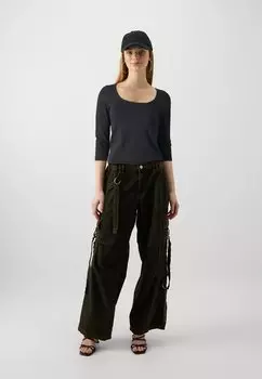 Топ с длинными рукавами Vmpanda Deep O Neck Vero Moda, черный