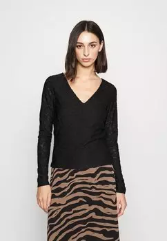 Топ с длинными рукавами VMRIVA V NECK Vero Moda, черный