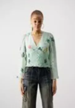 Топ с длинными рукавами VMROSA V NECK SMOCK Vero Moda, зеленый