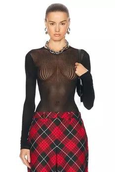 Топ с длинными рукавами в тонкую полоску Morphing Jean Paul Gaultier, черный