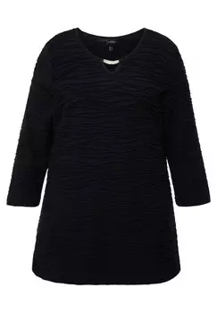 Топ с длинными рукавами WAVE TEXTURED 3/4 SLEEVE NOTCH NECK Ulla Popken, синий