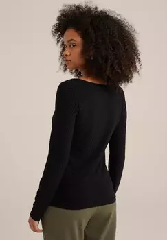 Топ с длинными рукавами WE Fashion, черный