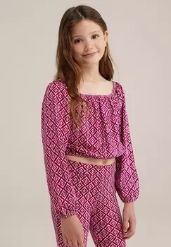 Топ с длинными рукавами WE Fashion, розовый