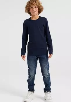 Топ с длинными рукавами WE Fashion, темно-синий