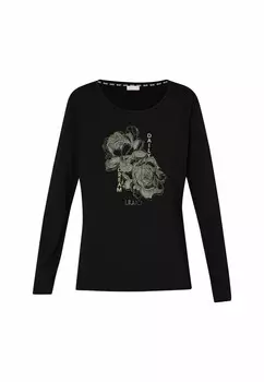 Топ с длинными рукавами WITH LOGO AND GEMSTONES LIU JO, черный